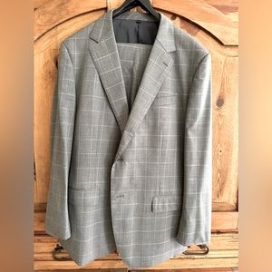 Bonobos Jetsetter Stretch Wool Suit - Grey Windowpane. Sz: 46R